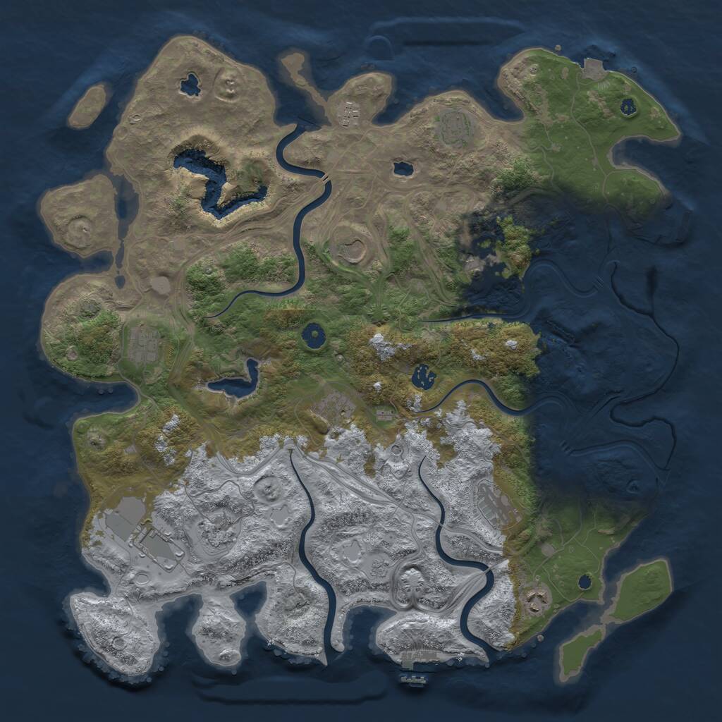 Rust Map: Procedural Map, Size: 4500, Seed: 731698686, 17 Monuments