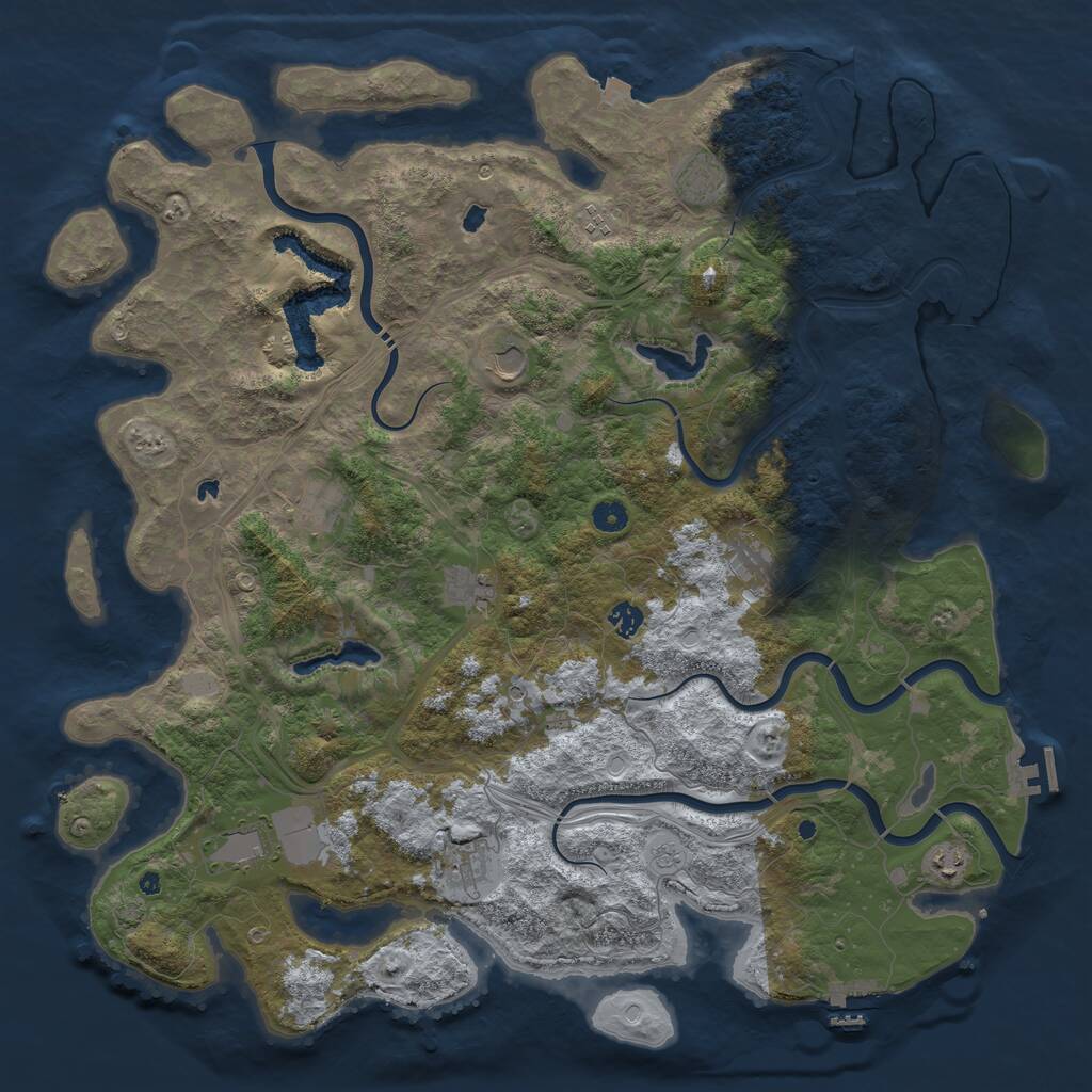 Rust Map: Procedural Map, Size: 4850, Seed: 629163497, 16 Monuments