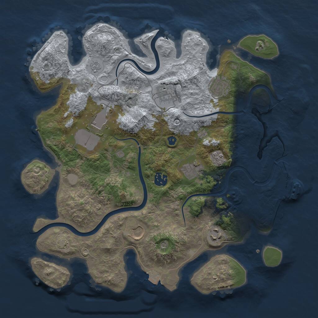 Rust Map: Procedural Map, Size: 3500, Seed: 155487011, 13 Monuments