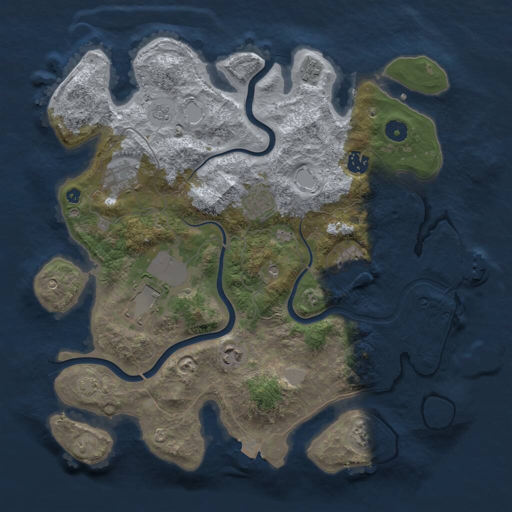 Rust Map: Procedural Map, Size: 3500, Seed: 155487011, 12 Monuments