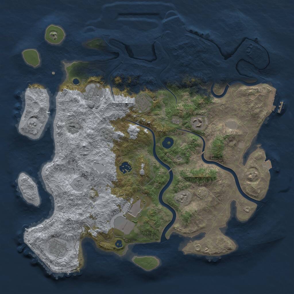Rust Map: Procedural Map, Size: 3900, Seed: 2025751448, 13 Monuments
