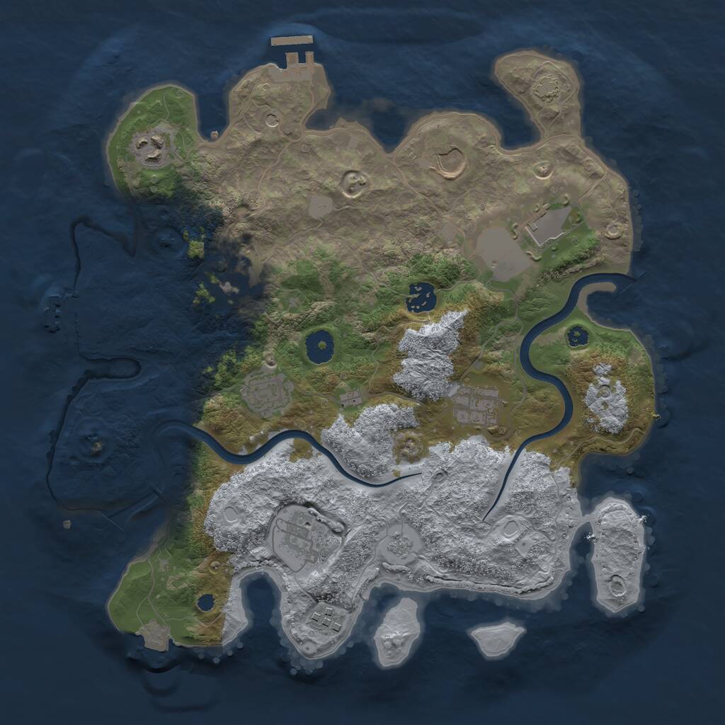 Rust Map: Procedural Map, Size: 3500, Seed: 633530811, 15 Monuments