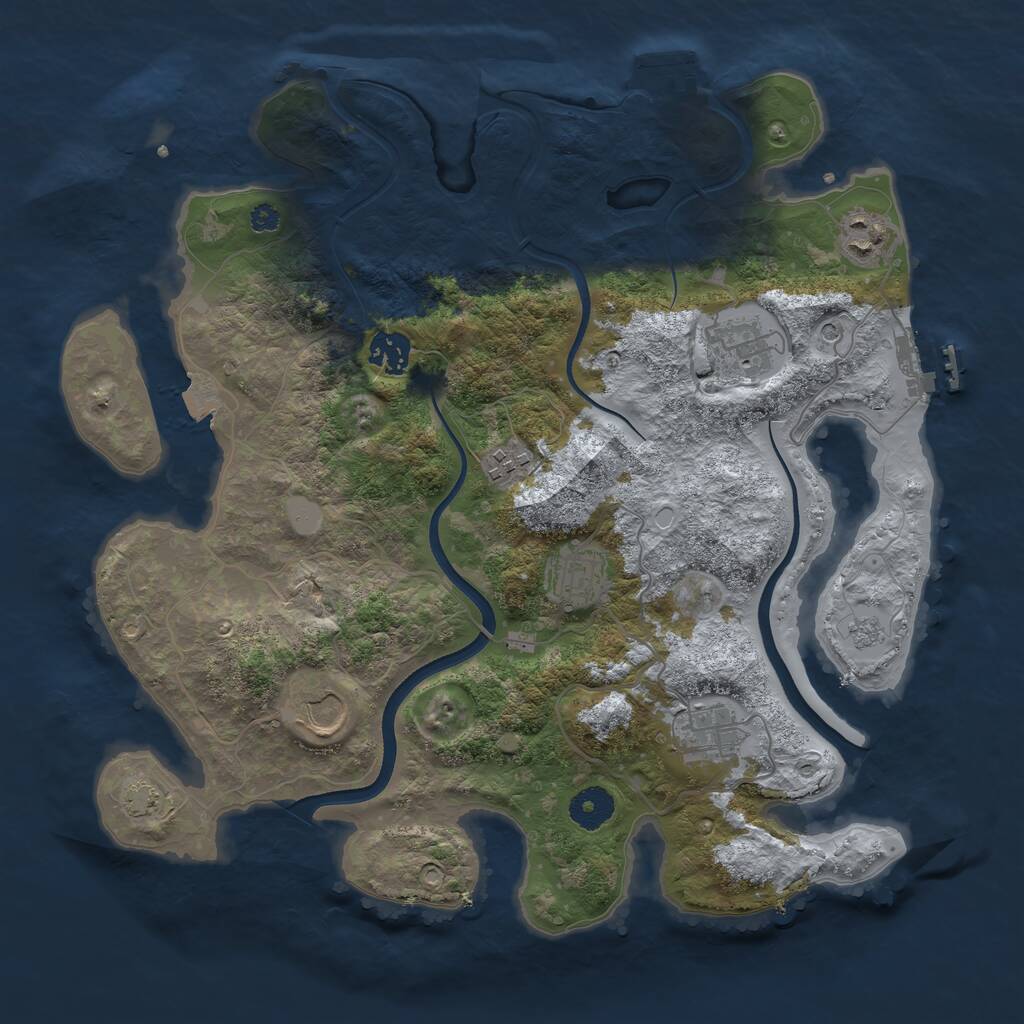 Rust Map: Procedural Map, Size: 3600, Seed: 732457, 13 Monuments