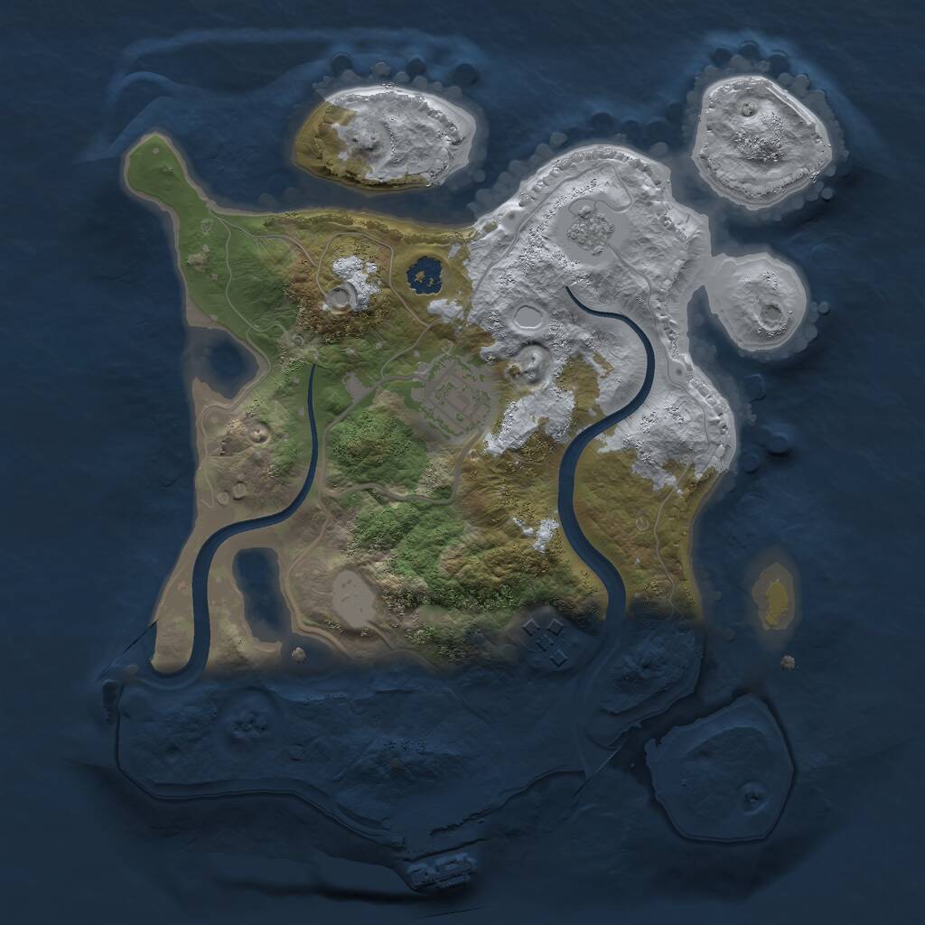 Rust Map: Procedural Map, Size: 2500, Seed: 15564, 5 Monuments