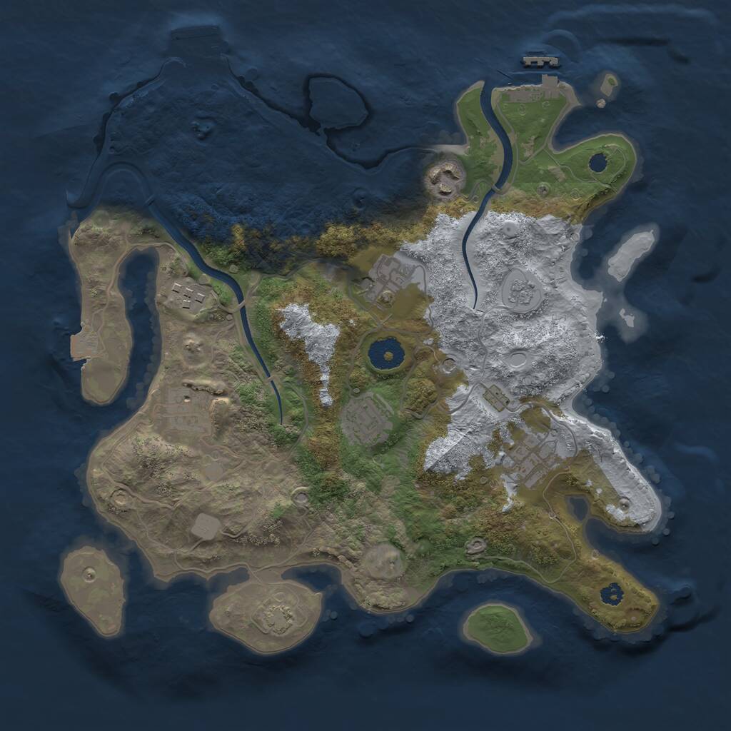 Rust Map: Procedural Map, Size: 3250, Seed: 2096280188, 12 Monuments