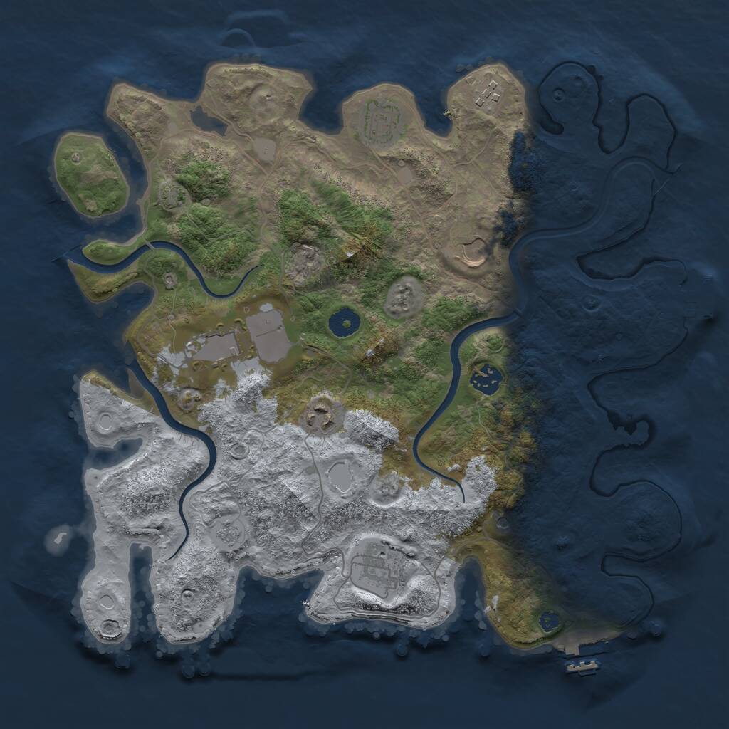 Rust Map: Procedural Map, Size: 3700, Seed: 407108844, 13 Monuments