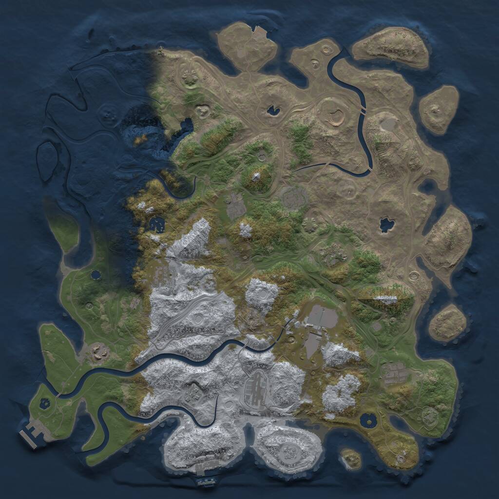 Rust Map: Procedural Map, Size: 4500, Seed: 953889493, 17 Monuments