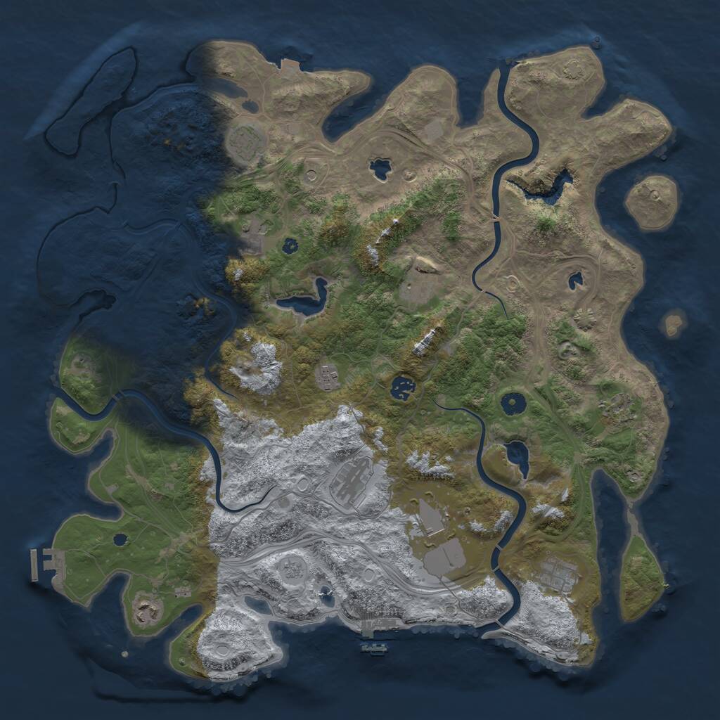 Rust Map: Procedural Map, Size: 4500, Seed: 909640077, 16 Monuments