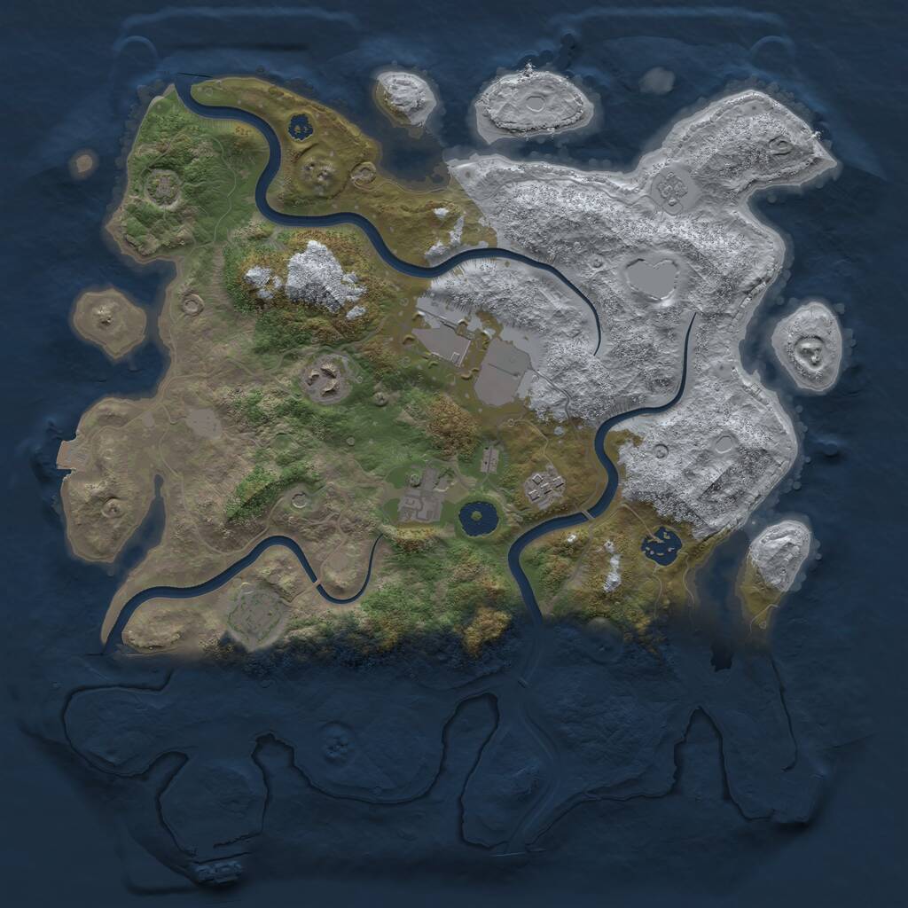Rust Map: Procedural Map, Size: 3700, Seed: 863487273, 12 Monuments