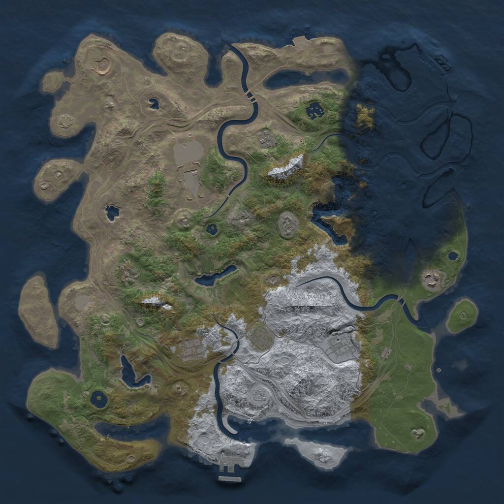 Rust Map: Procedural Map, Size: 4500, Seed: 102709077, 15 Monuments