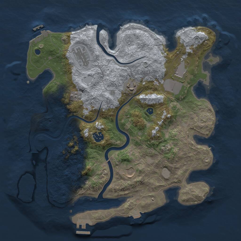 Rust Map: Procedural Map, Size: 3500, Seed: 1526413124, 12 Monuments