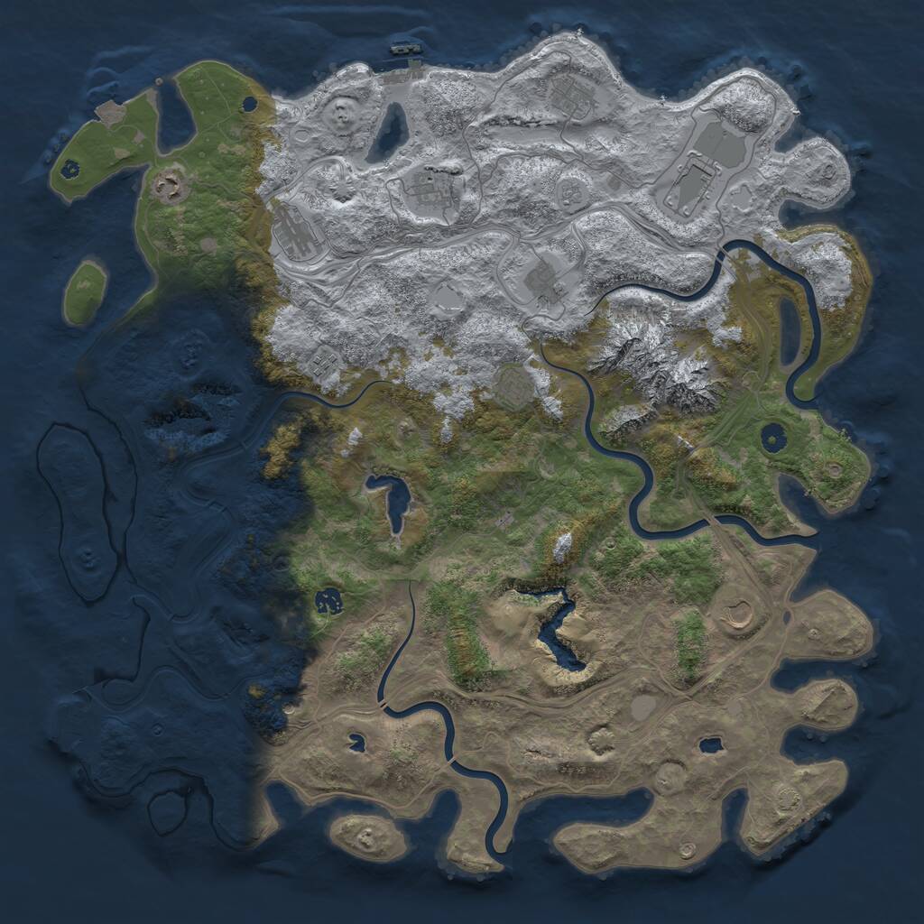 Rust Map: Procedural Map, Size: 5000, Seed: 649654, 16 Monuments