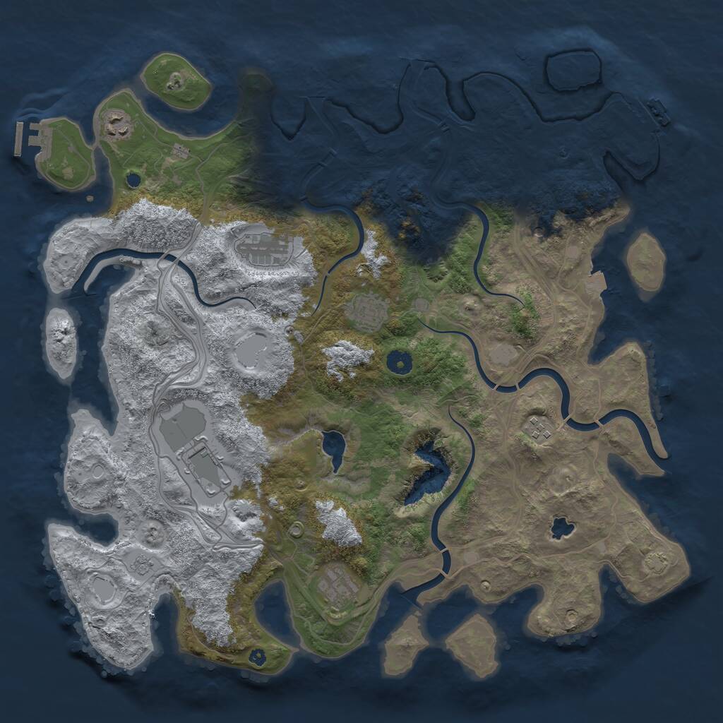 Rust Map: Procedural Map, Size: 4250, Seed: 1025846434, 12 Monuments