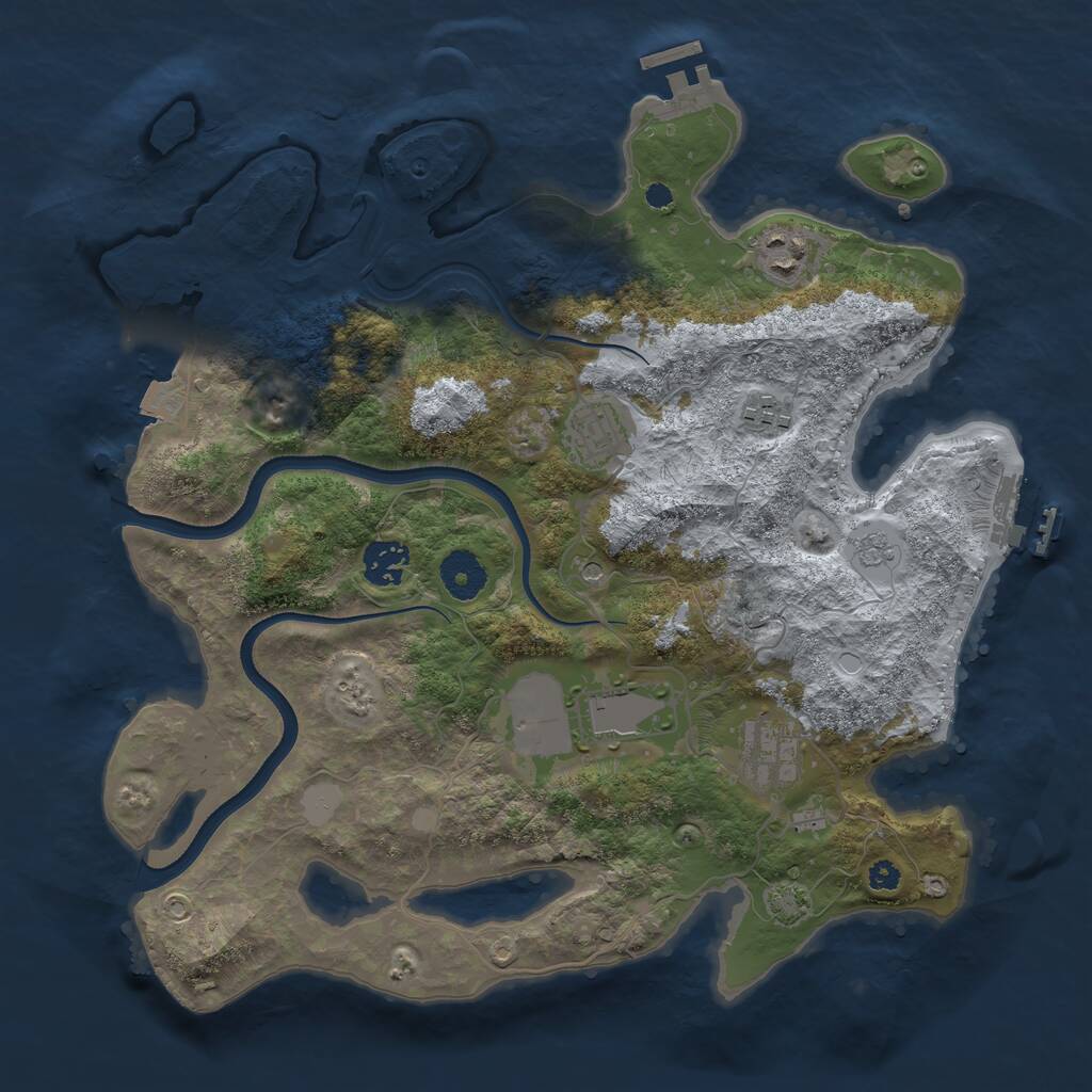 Rust Map: Procedural Map, Size: 3500, Seed: 1015813789, 12 Monuments