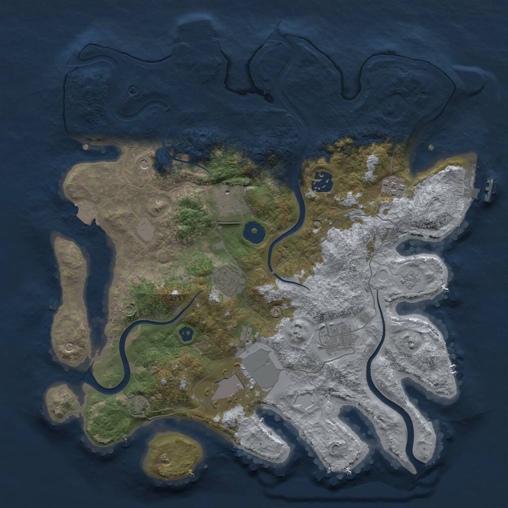 Rust Map: Procedural Map, Size: 3500, Seed: 508690387, 12 Monuments