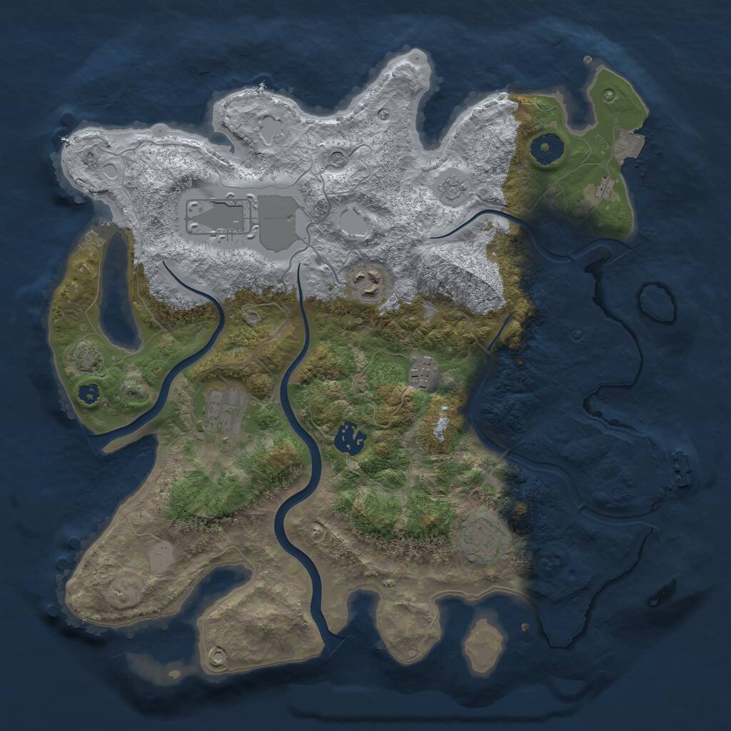 Rust Map: Procedural Map, Size: 3500, Seed: 721500182, 11 Monuments