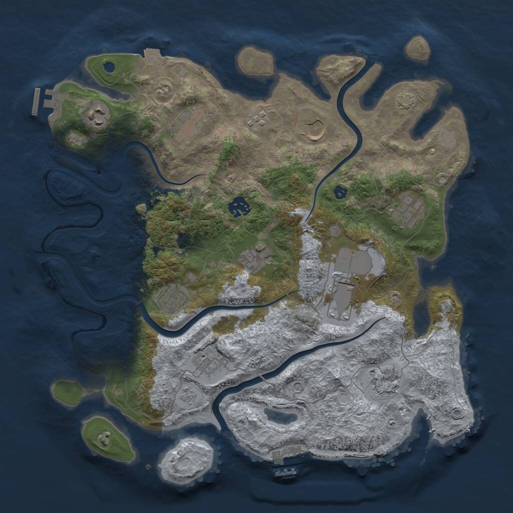 Rust Map: Procedural Map, Size: 3750, Seed: 1997352, 17 Monuments