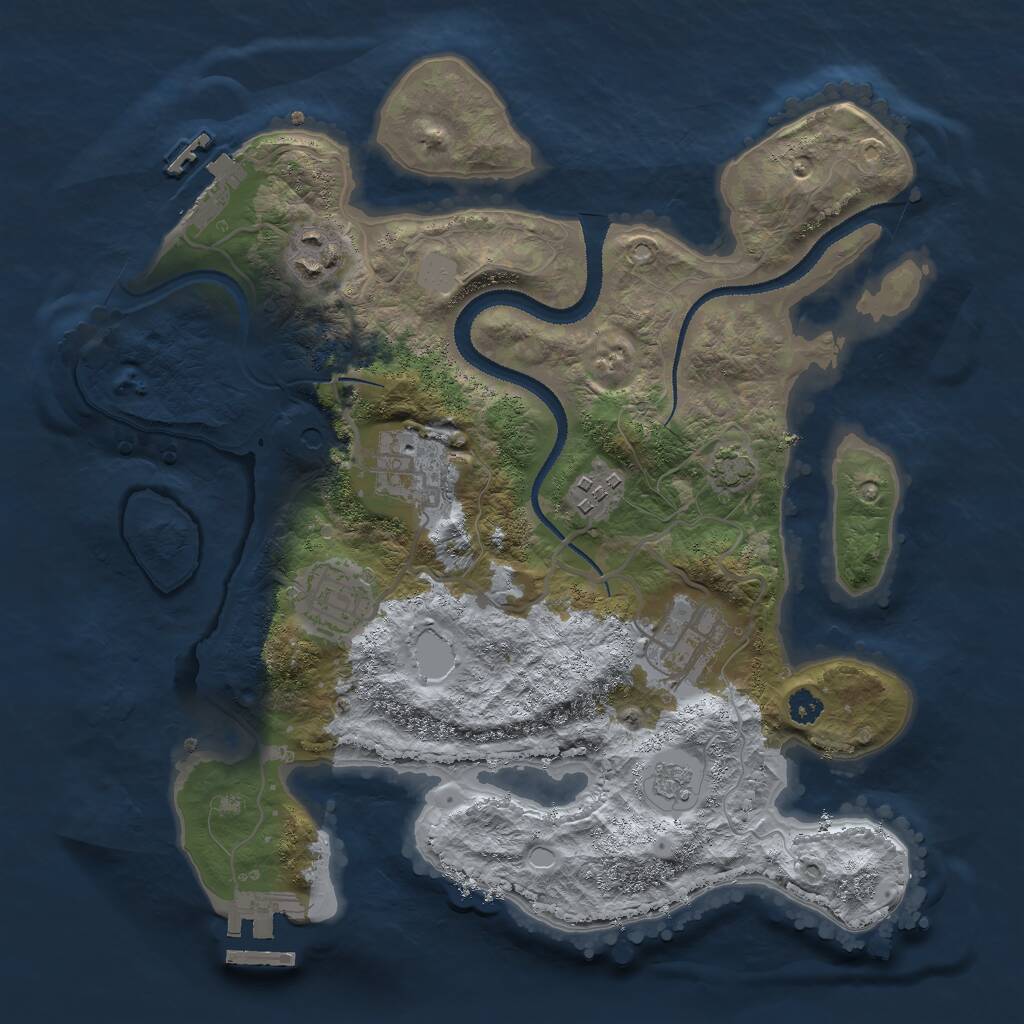 Rust Map: Procedural Map, Size: 3000, Seed: 20523, 11 Monuments