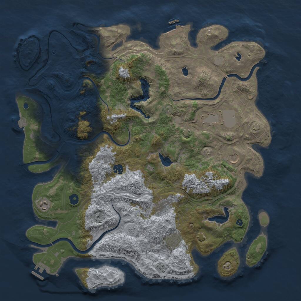 Rust Map: Procedural Map, Size: 4500, Seed: 1021658066, 13 Monuments