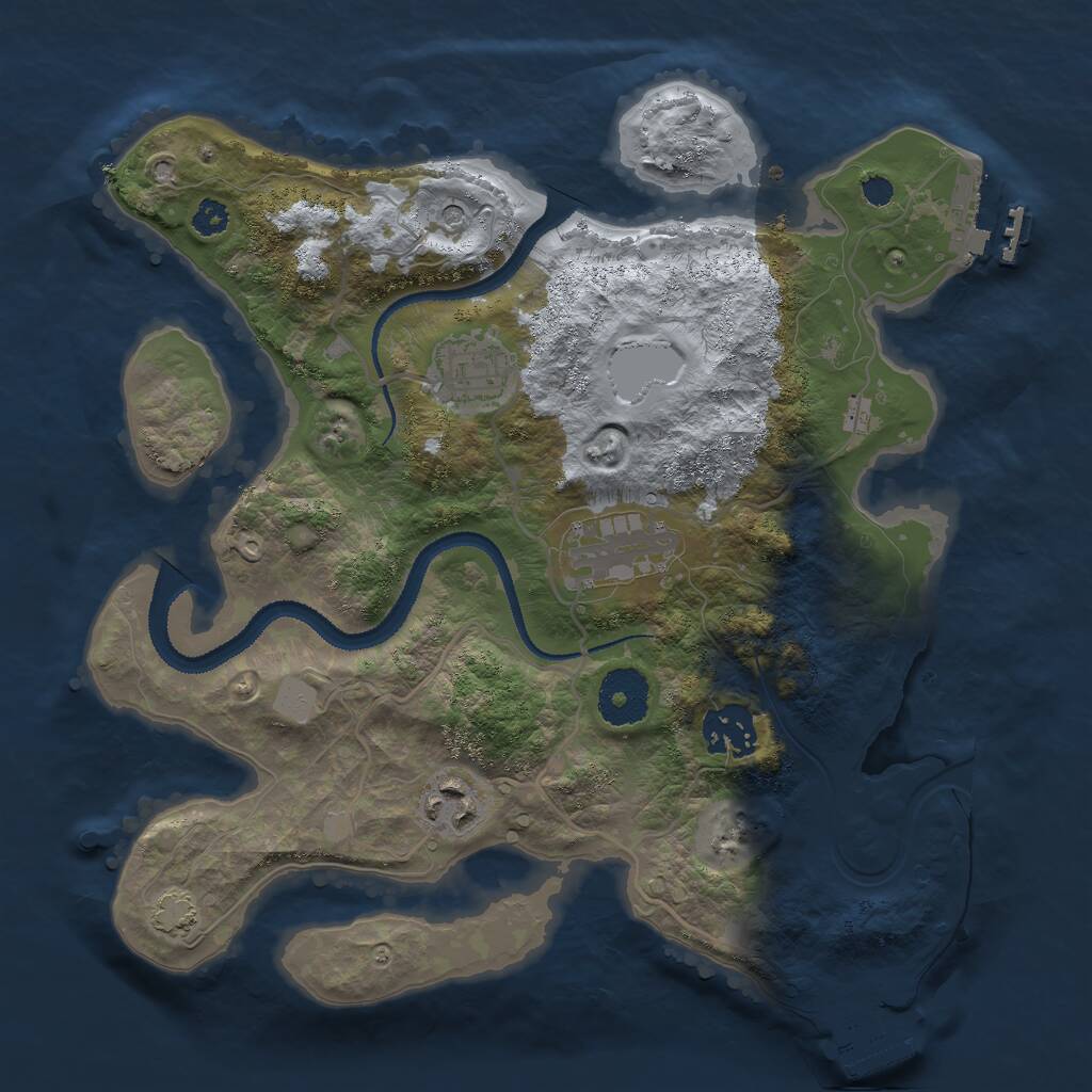 Rust Map: Procedural Map, Size: 3000, Seed: 7841, 9 Monuments