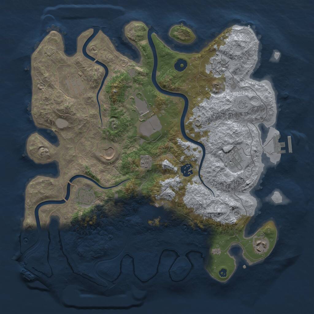 Rust Map: Procedural Map, Size: 3750, Seed: 628730786, 16 Monuments