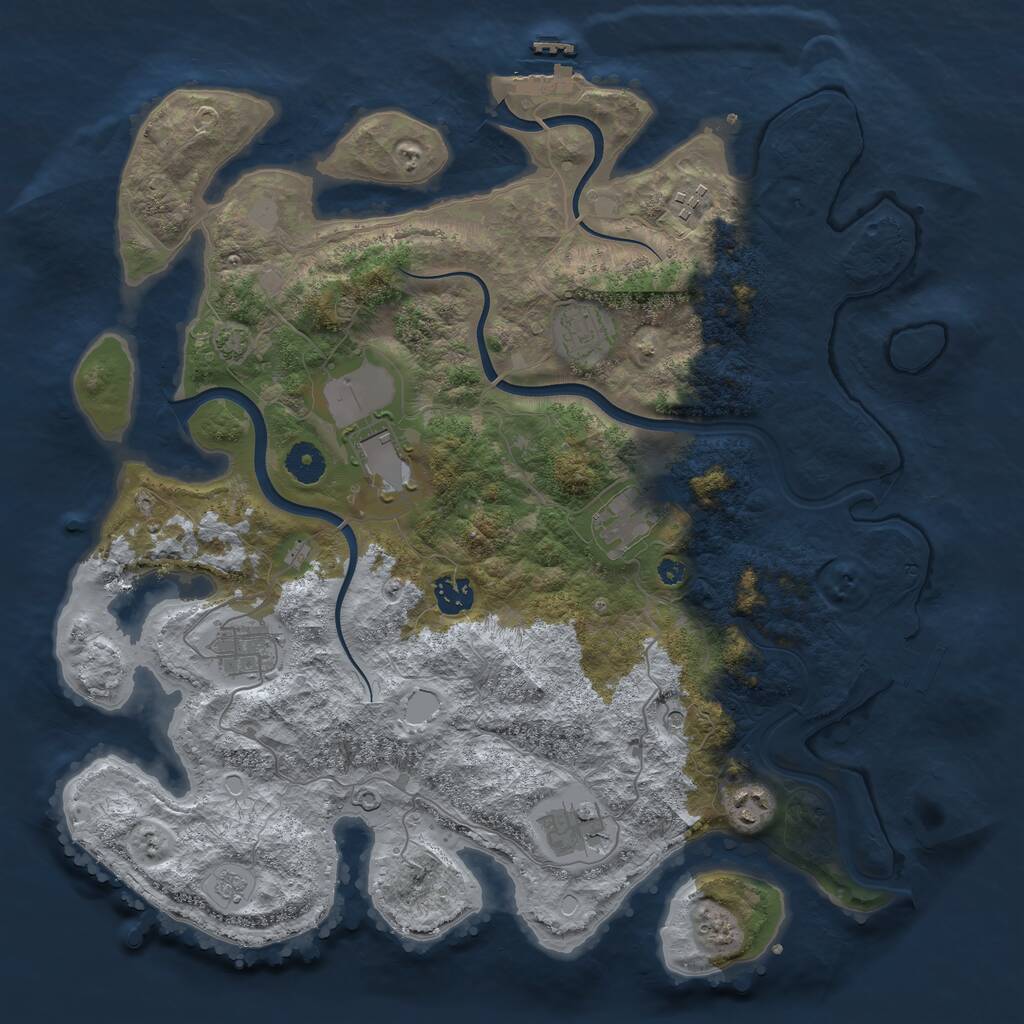 Rust Map: Procedural Map, Size: 3900, Seed: 85672599, 14 Monuments