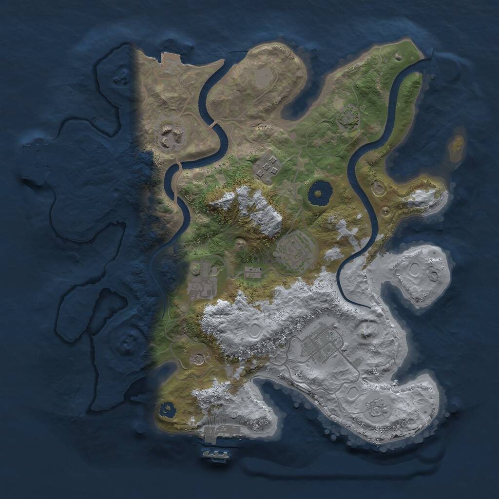 Rust Map: Procedural Map, Size: 3000, Seed: 823419497, 11 Monuments