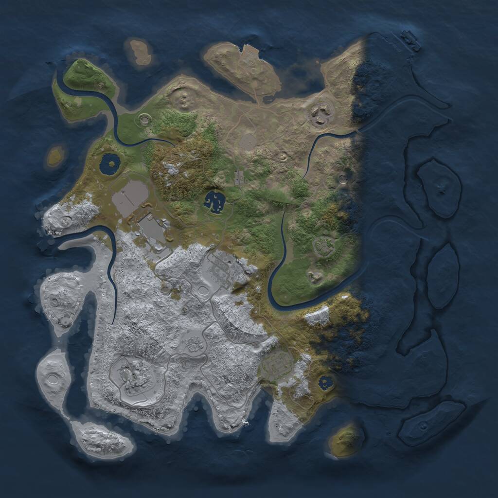Rust Map: Procedural Map, Size: 3500, Seed: 254726374, 11 Monuments