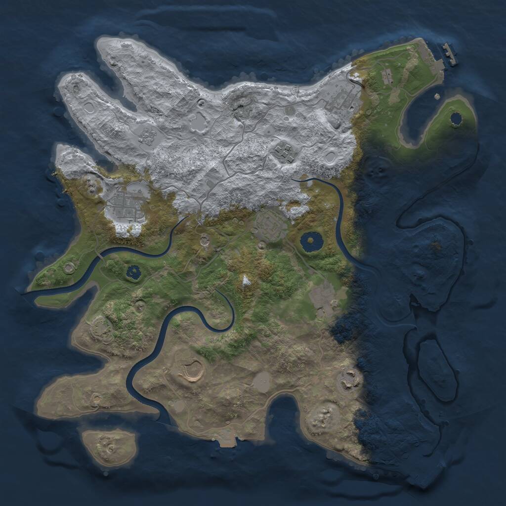 Rust Map: Procedural Map, Size: 3500, Seed: 224361041, 13 Monuments