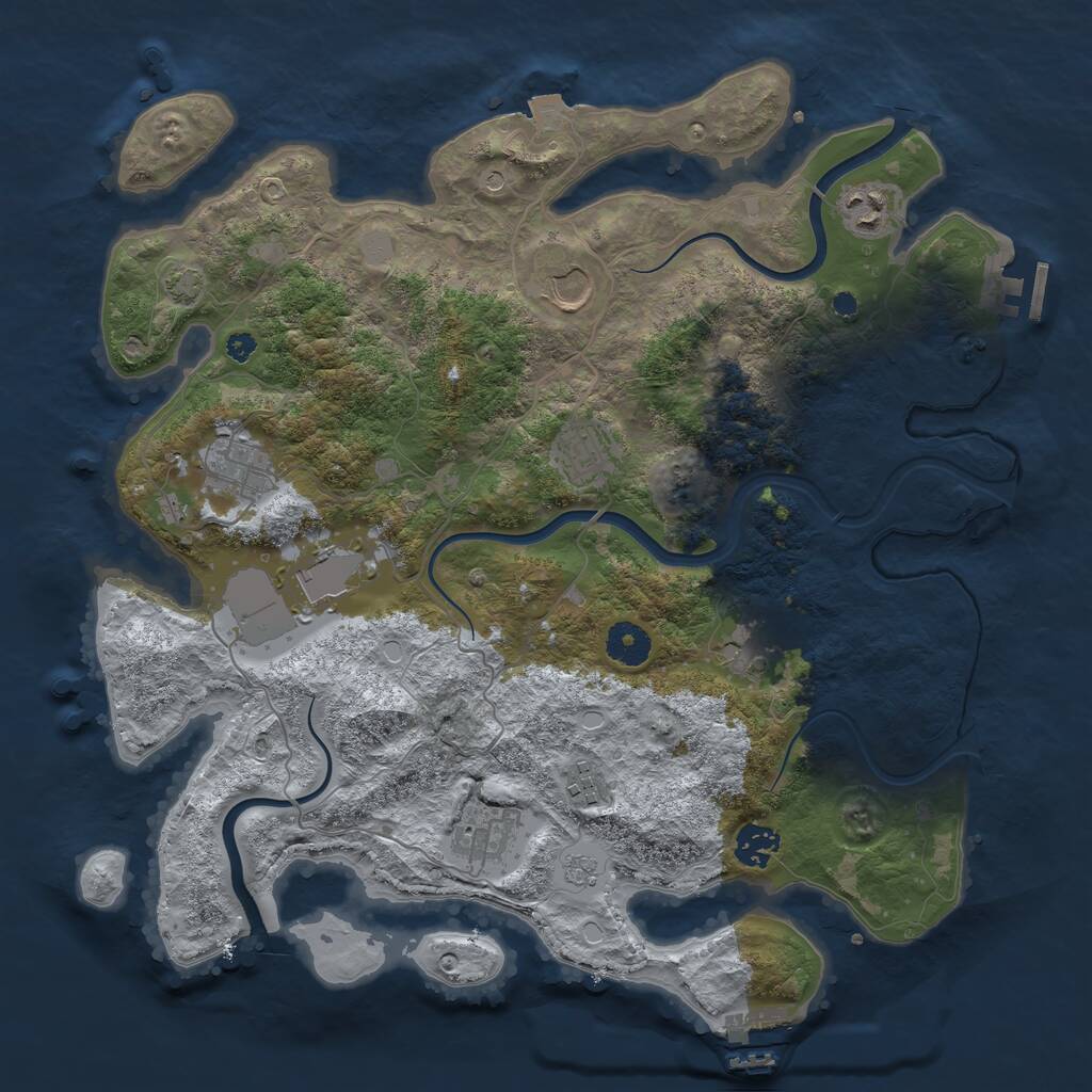 Rust Map: Procedural Map, Size: 3750, Seed: 720076149, 15 Monuments