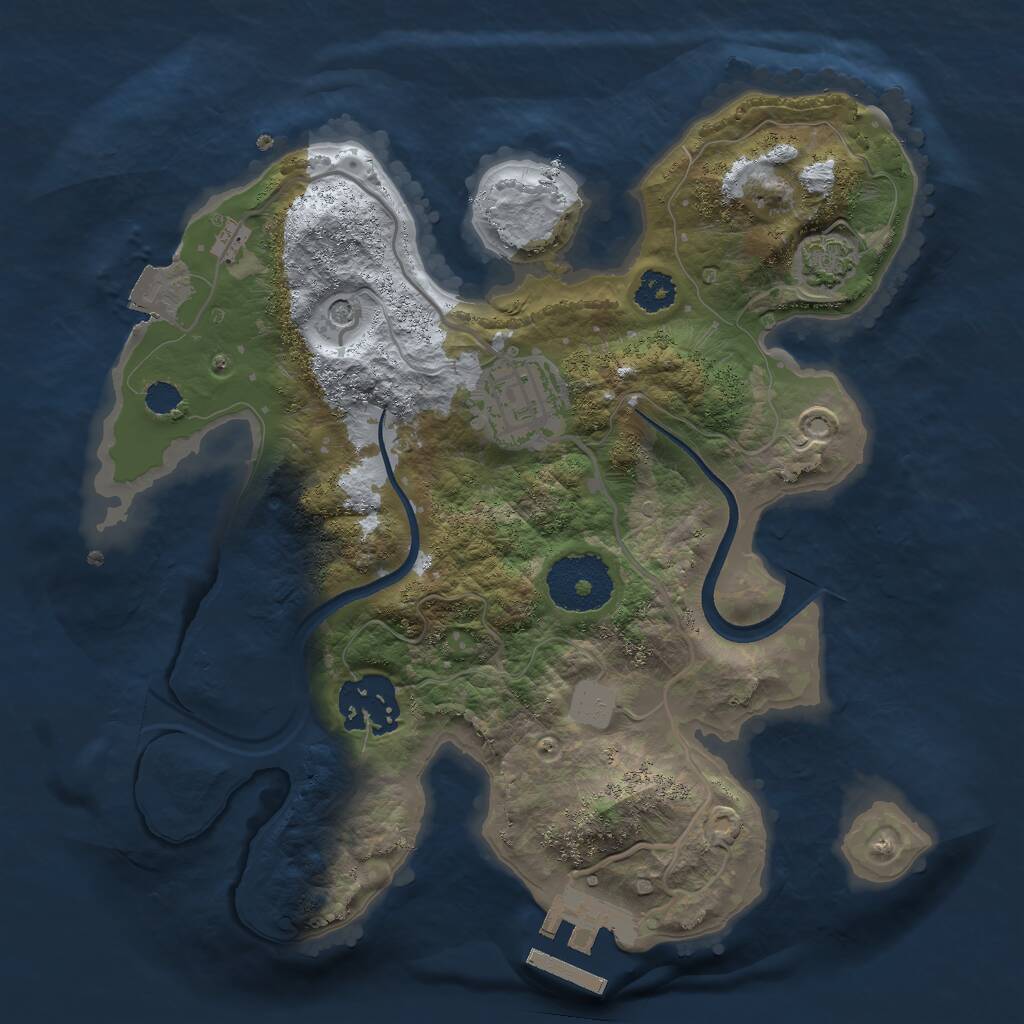 Rust Map: Procedural Map, Size: 2500, Seed: 4741, 6 Monuments