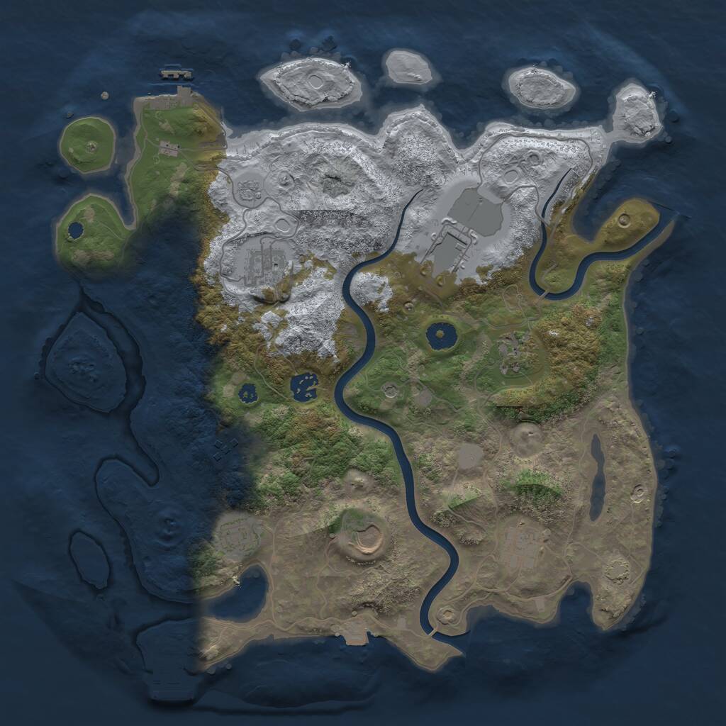 Rust Map: Procedural Map, Size: 3750, Seed: 394440115, 14 Monuments