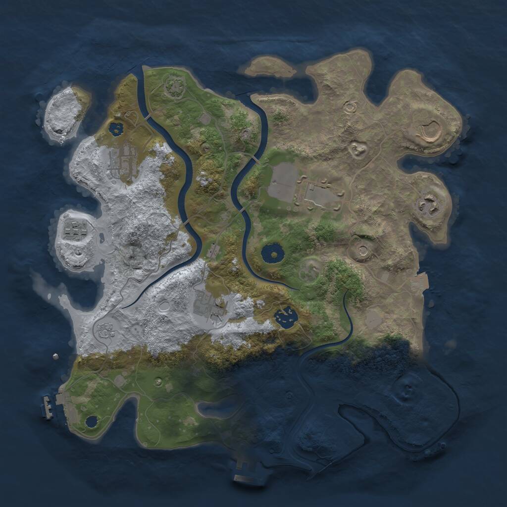 Rust Map: Procedural Map, Size: 3500, Seed: 2057055174, 13 Monuments