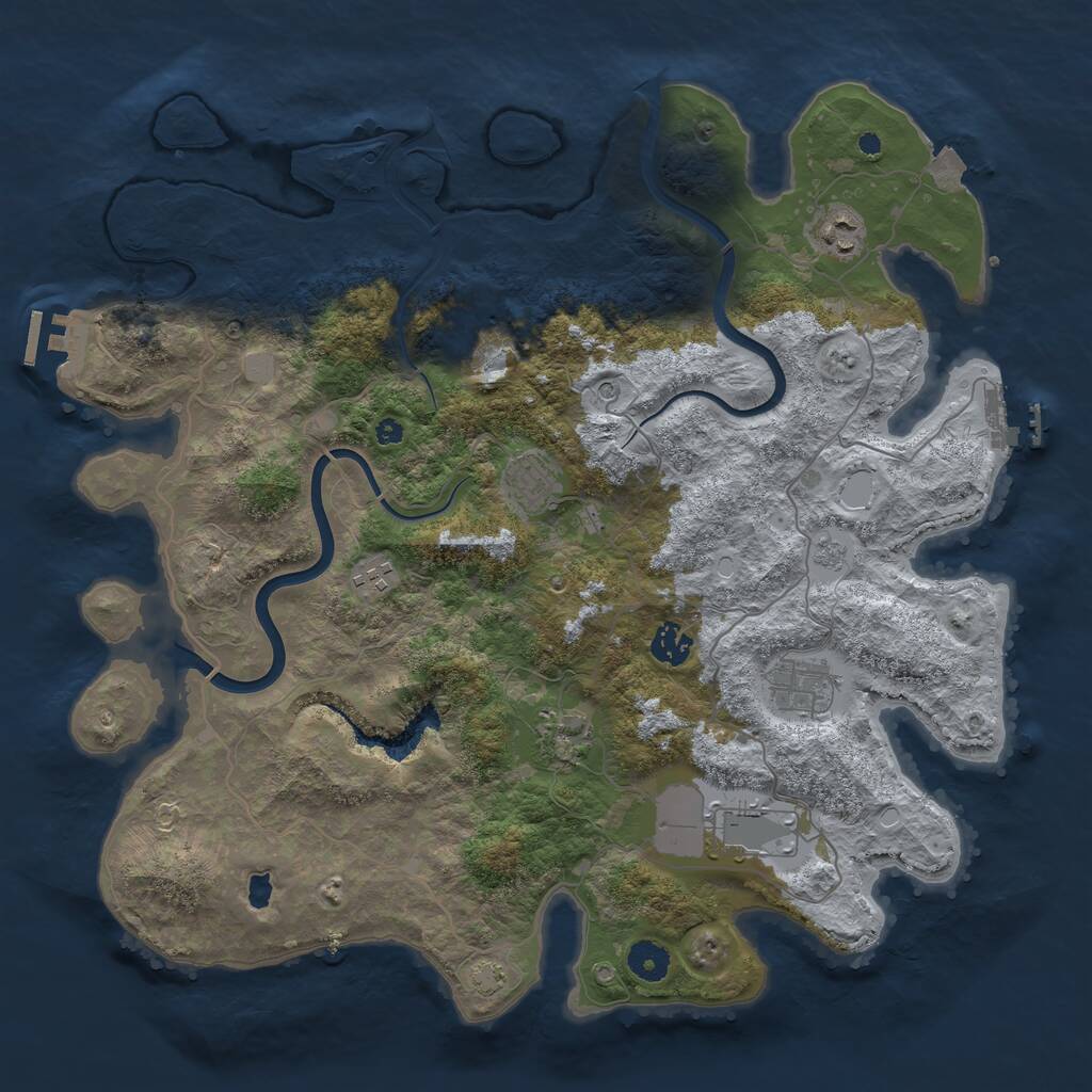 Rust Map: Procedural Map, Size: 4000, Seed: 1953036294, 14 Monuments
