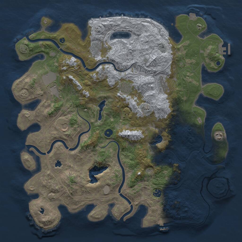 Rust Map: Procedural Map, Size: 4500, Seed: 3849205, 14 Monuments