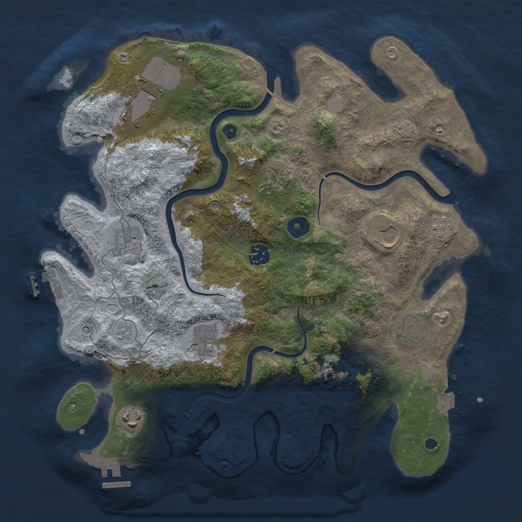 Rust Map: Procedural Map, Size: 3700, Seed: 92963390, 15 Monuments