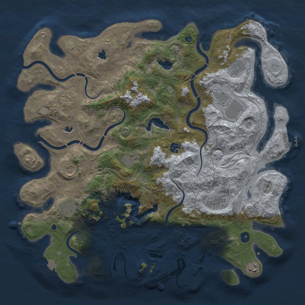 Rust Map: Procedural Map, Size: 4500, Seed: 888584557, 16 Monuments