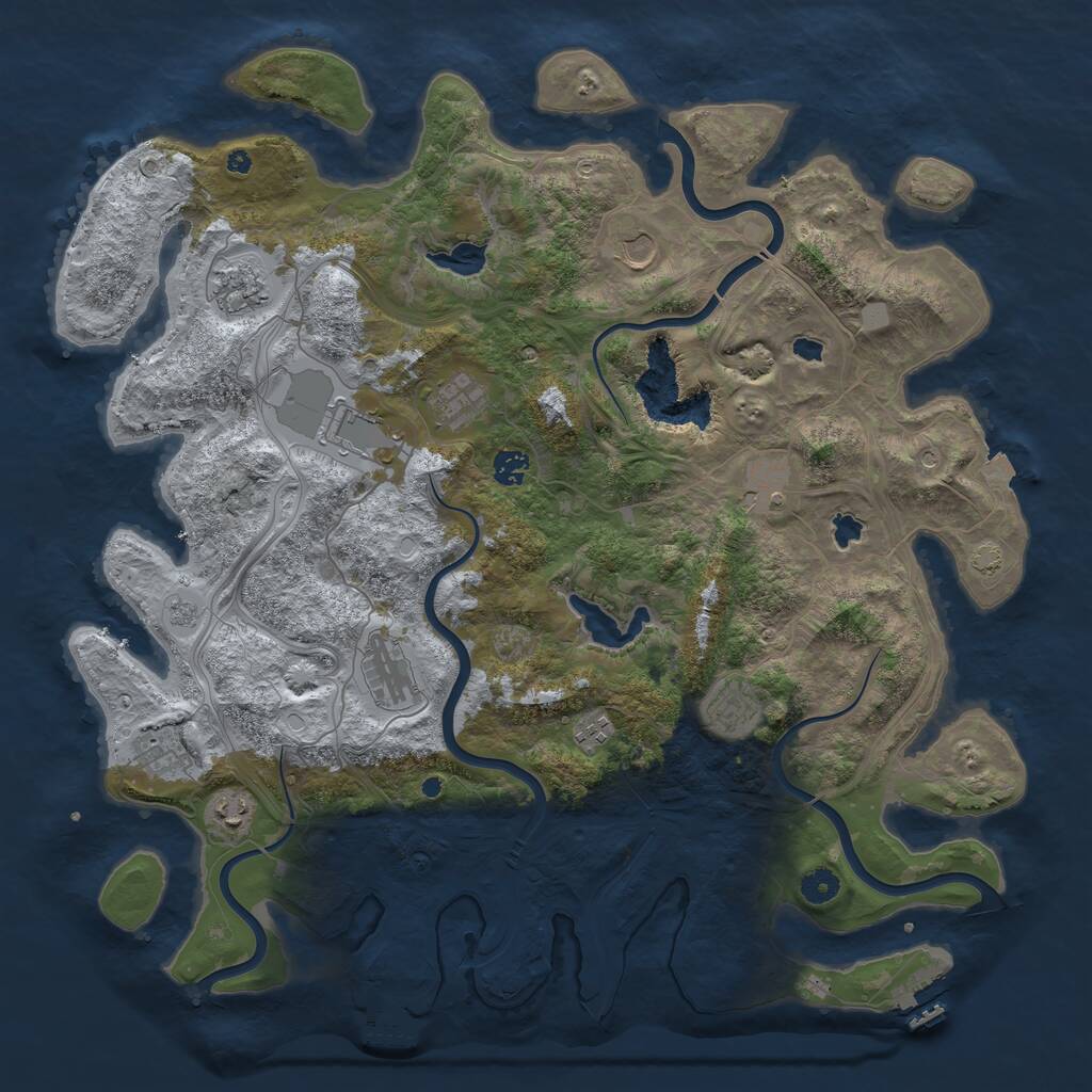 Rust Map: Procedural Map, Size: 4500, Seed: 92963390, 17 Monuments