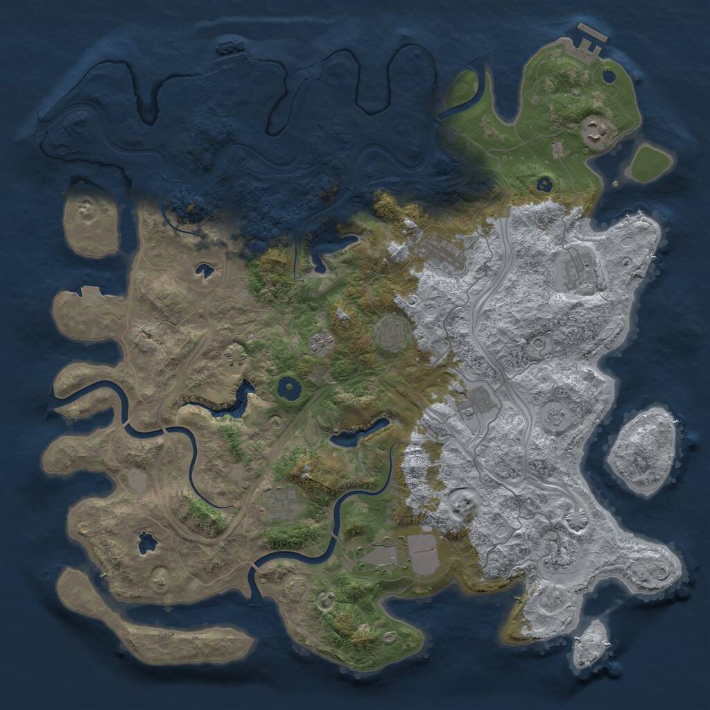 Rust Map: Procedural Map, Size: 4500, Seed: 1327861440, 15 Monuments