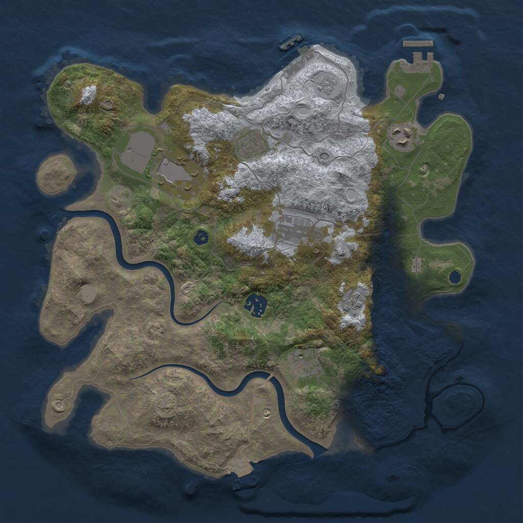 Rust Map: Procedural Map, Size: 3500, Seed: 1922641249, 13 Monuments