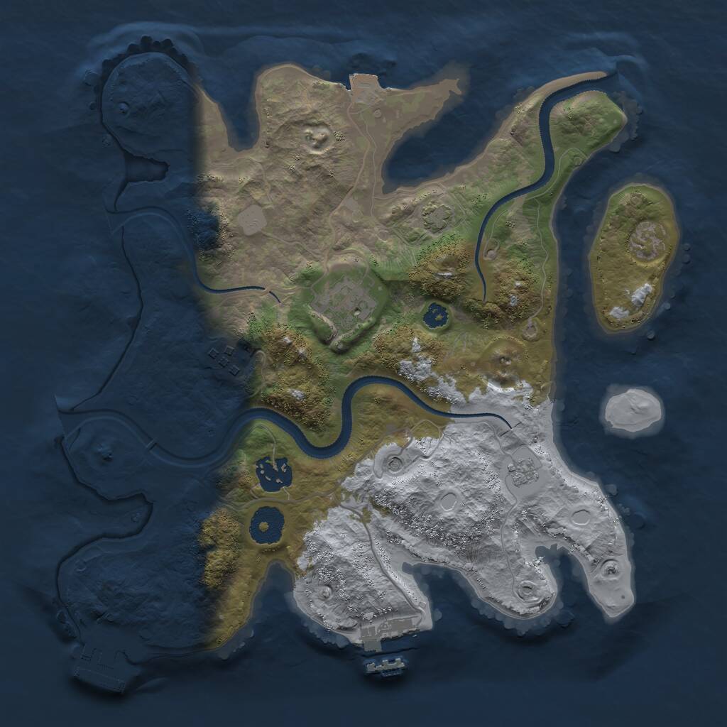 Rust Map: Procedural Map, Size: 3000, Seed: 400720366, 9 Monuments