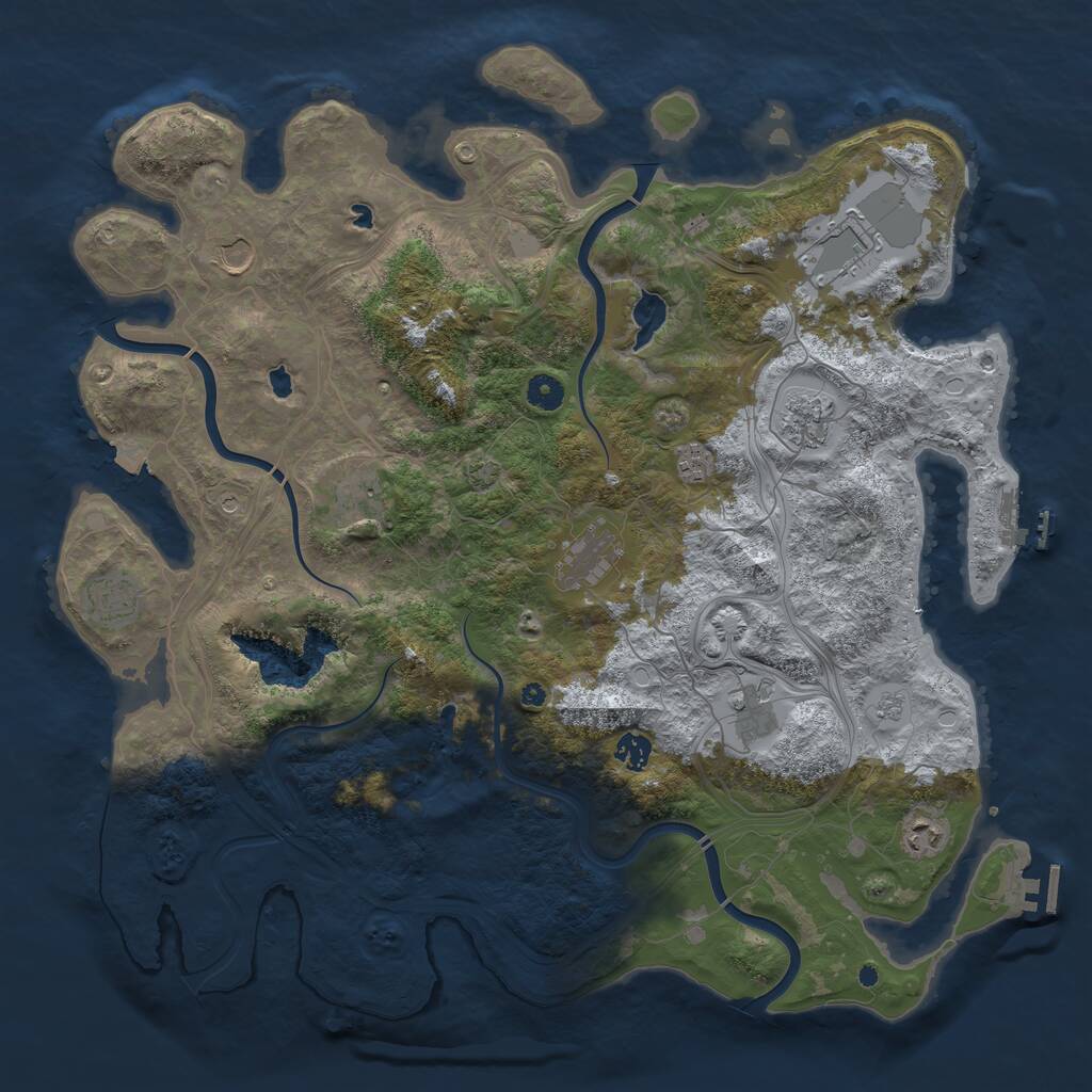 Rust Map: Procedural Map, Size: 4500, Seed: 233323, 16 Monuments