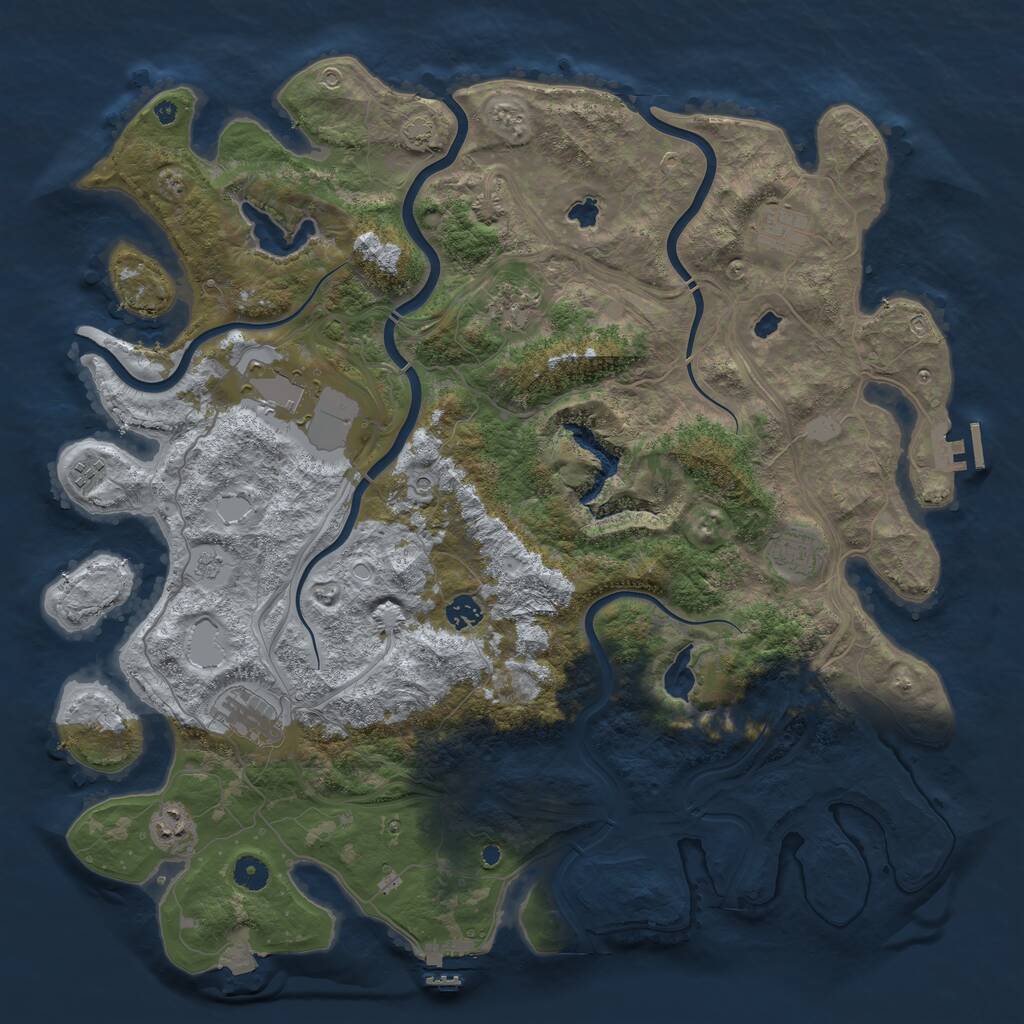 Rust Map: Procedural Map, Size: 4500, Seed: 946393369, 14 Monuments
