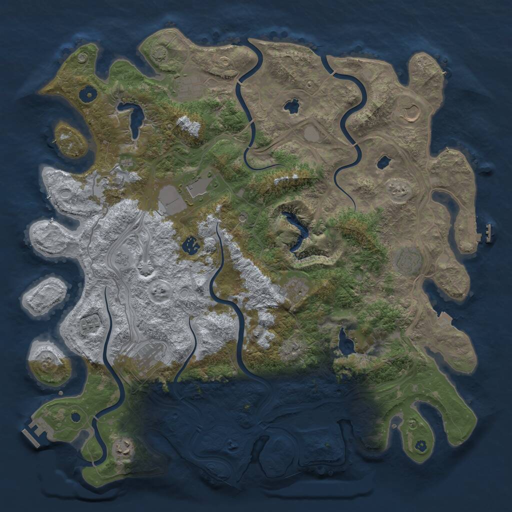 Rust Map: Procedural Map, Size: 4500, Seed: 946393369, 16 Monuments
