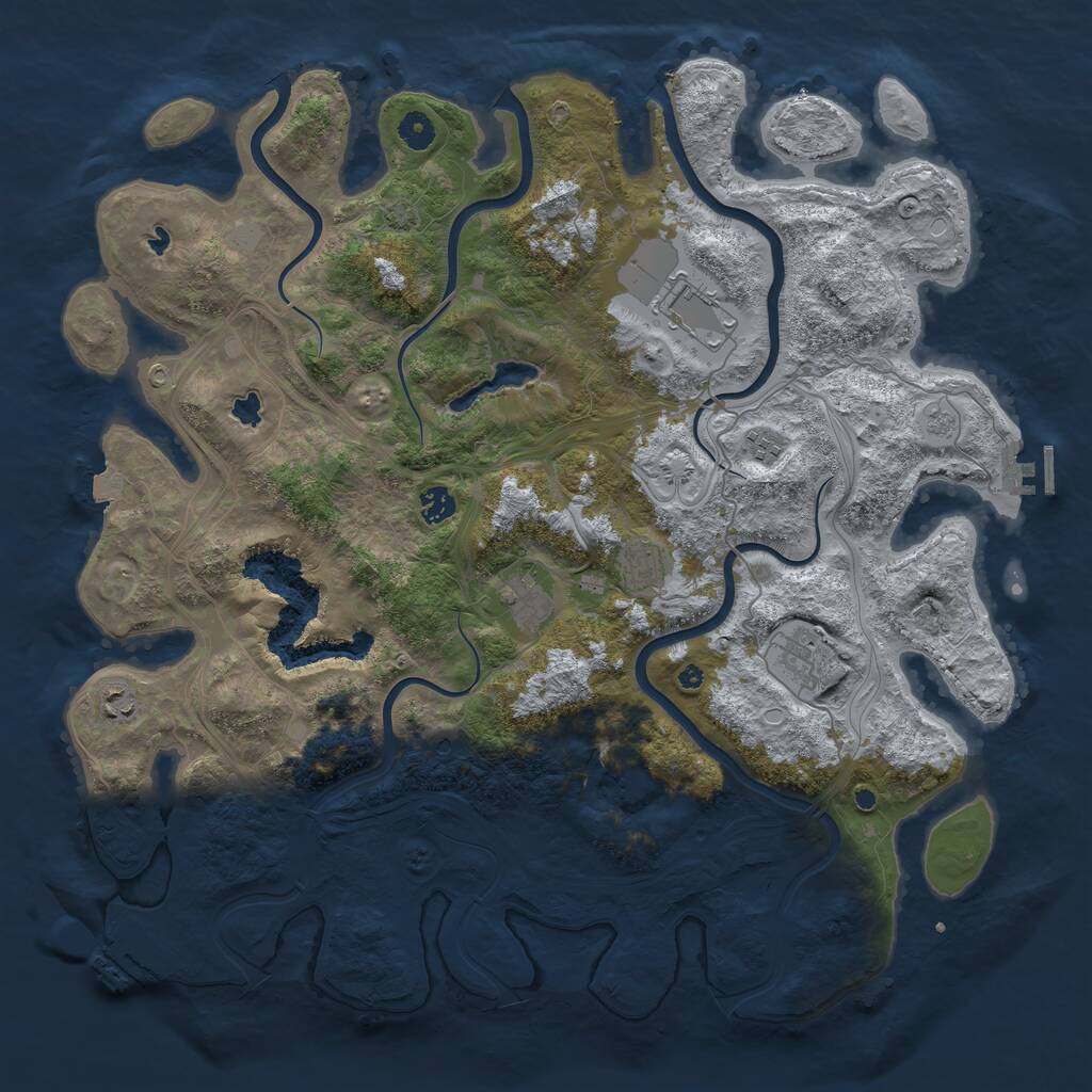 Rust Map: Procedural Map, Size: 4500, Seed: 59796053, 13 Monuments