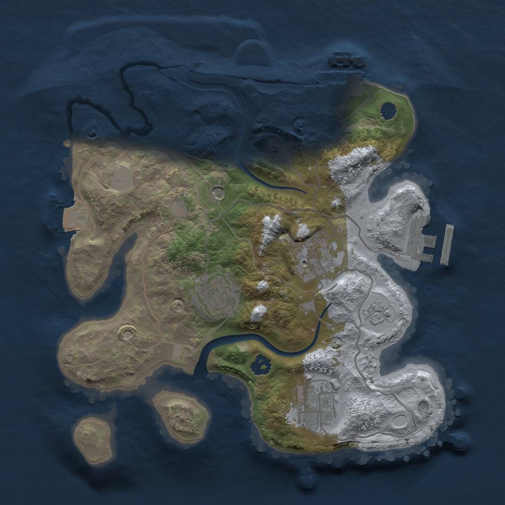 Rust Map: Procedural Map, Size: 2500, Seed: 354577310, 8 Monuments