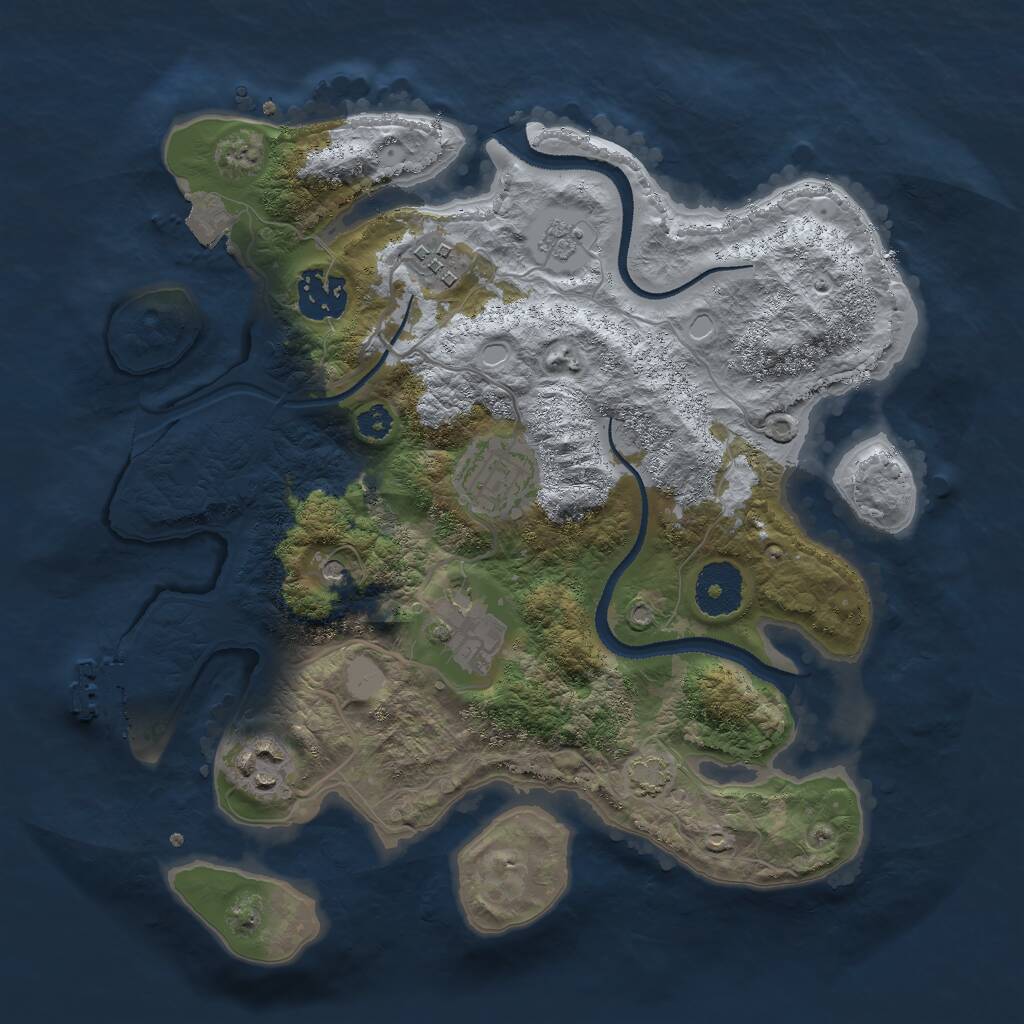 Rust Map: Procedural Map, Size: 3000, Seed: 1033357774, 10 Monuments