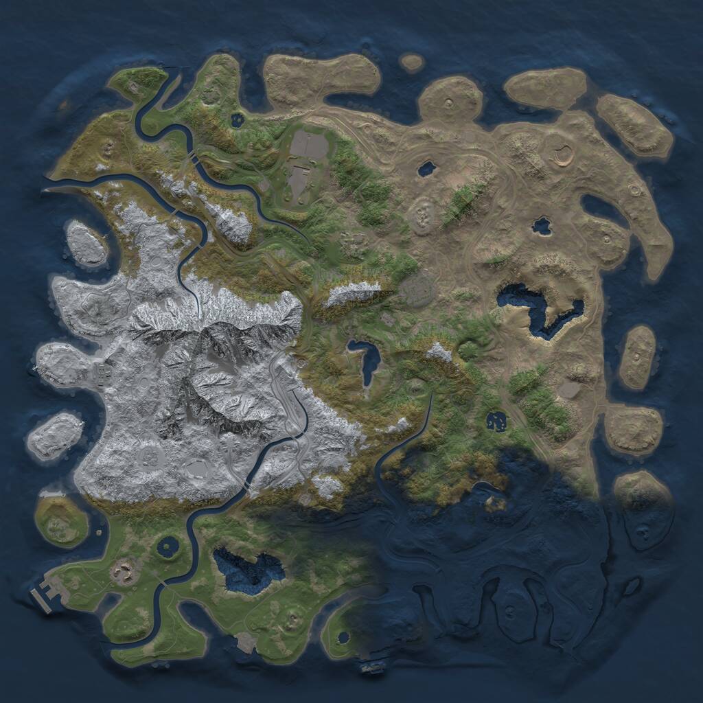 Rust Map: Procedural Map, Size: 5000, Seed: 946393369, 13 Monuments