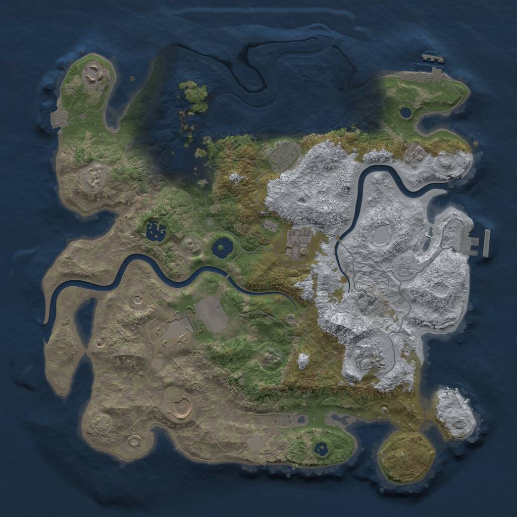 Rust Map: Procedural Map, Size: 3750, Seed: 251033662, 15 Monuments