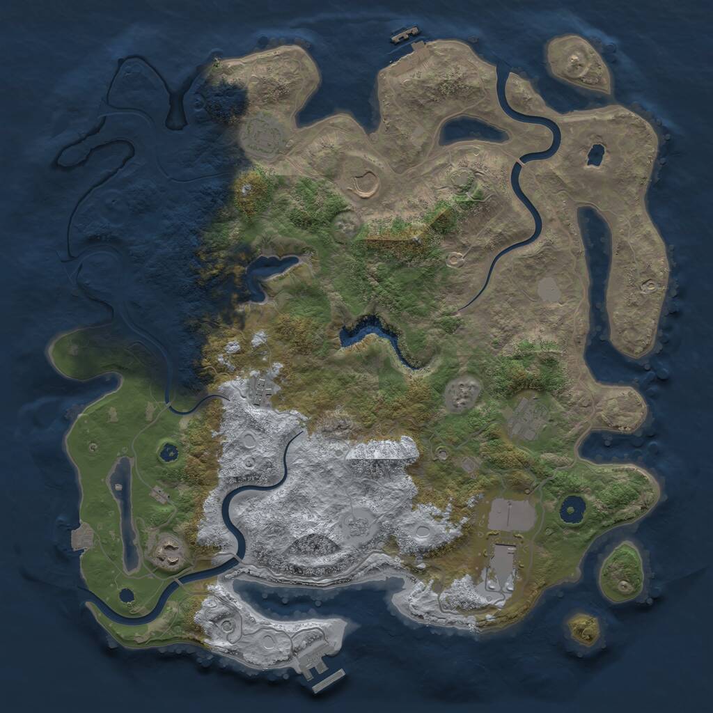 Rust Map: Procedural Map, Size: 4000, Seed: 5897195, 12 Monuments